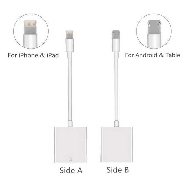 Cáp Lightning to SD Card Camera - Cáp Micro USB to SD Card Camera cho  iPhone iPad và Android Phone Tablet