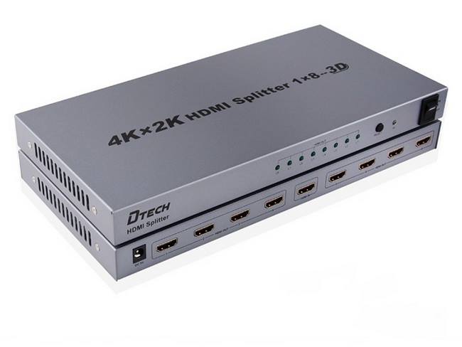 Bộ Chia HDMI 1 ra 8 Dtech - Bộ chia HDMI 1 vào 8 ra 2K 4K - HDMI Splitter 1 in 8 out Dtech 4K 2K chính hãng giá rẻ