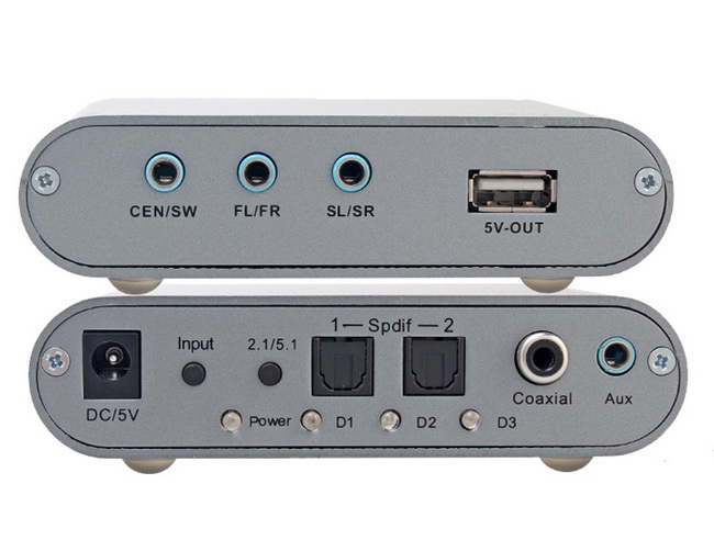 Bộ chuyển Optical to AV - Bộ chuyển Coaxial to AV - Bộ chuyển đổi Optical Coaxial sang AV âm thanh 5.1 Dtech