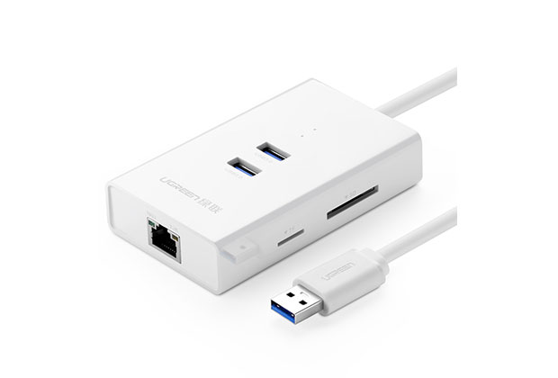 Bộ chuyển USB 3.0 to 2 USB 3.0 + Thẻ nhớ SD Micro SD + Lan Ethernet Ugreen