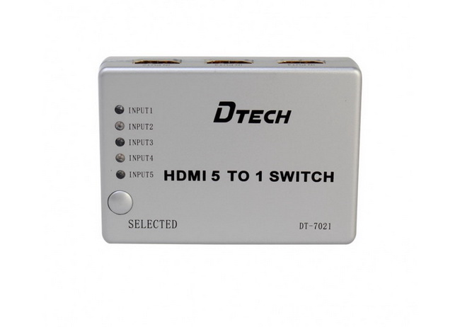 Bộ gộp hdmi 5 vào 1 ra - HDMI switcher 5 in 1 out Dtech chính hãng giá rẻ