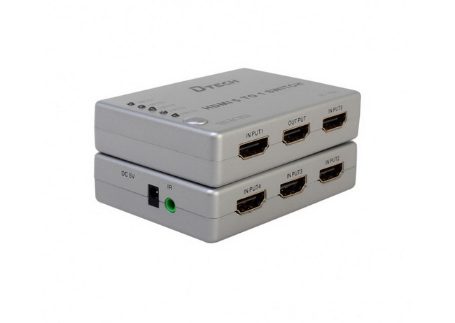 HDMI switcher 5 in 1 out Dtech chính hãng