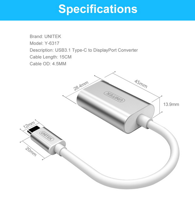 Cáp chuyển tín hiệu USB Type-C sang DisplayPort 2k4k