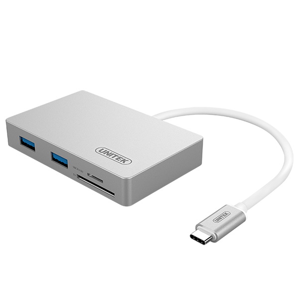 Bộ chuyển USB Type-C ra 2 cổng USB 3.0 + USB-C + khe cắm thẻ nhớ SD và Micro SD Unitek chính hãng giá rẻ 