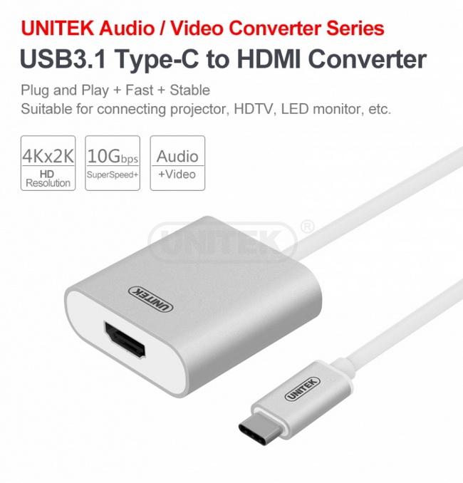 Cáp USB 3.1 Type C to HDMI Unitek 