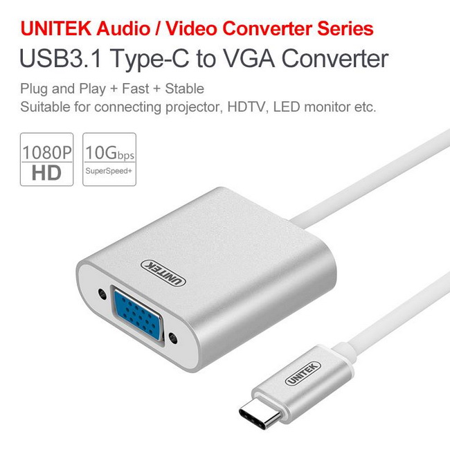 Cáp USB 3.1 Type C to VGA Unitek chính hãng